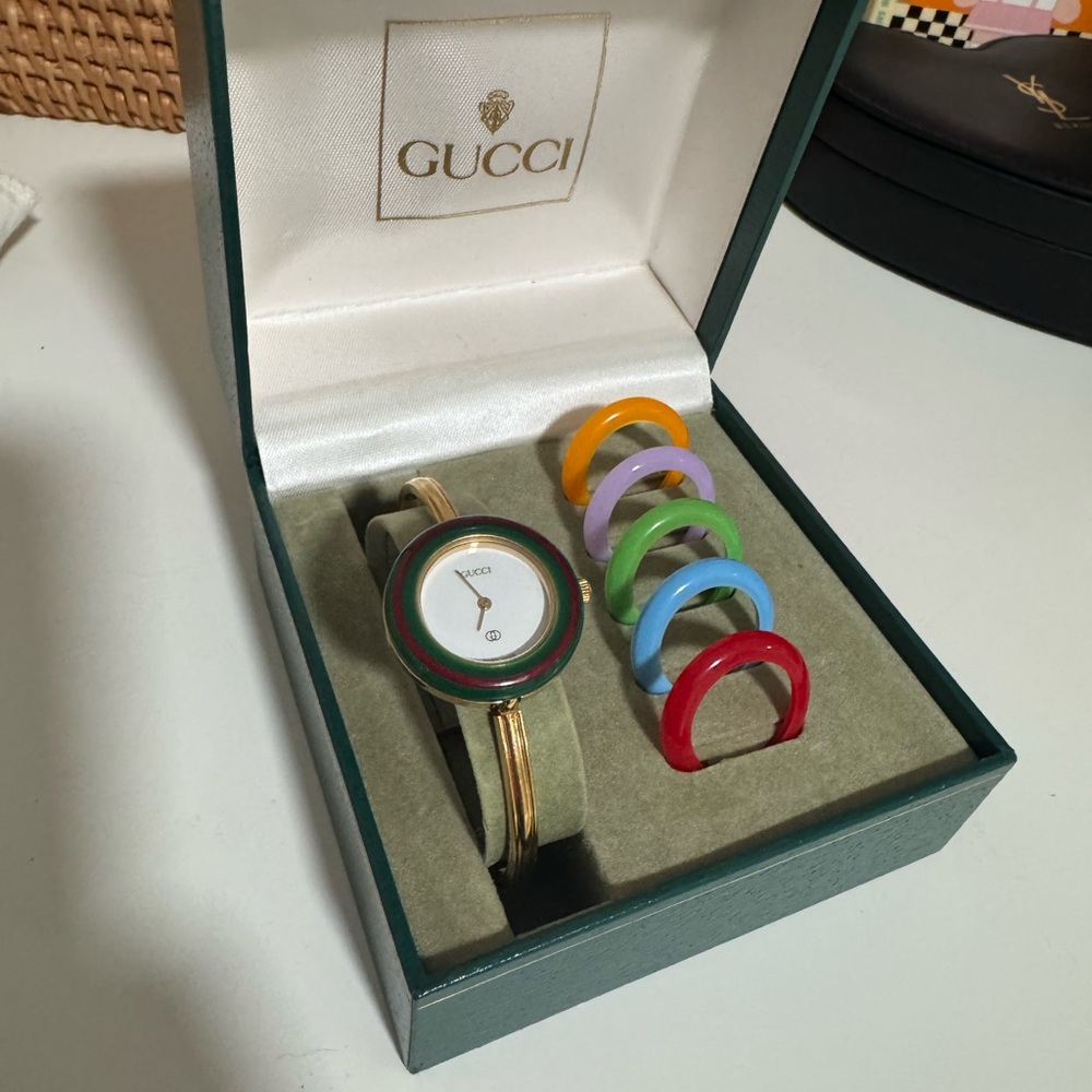 Gucci Women's Gold Watch with Colorful Bezels